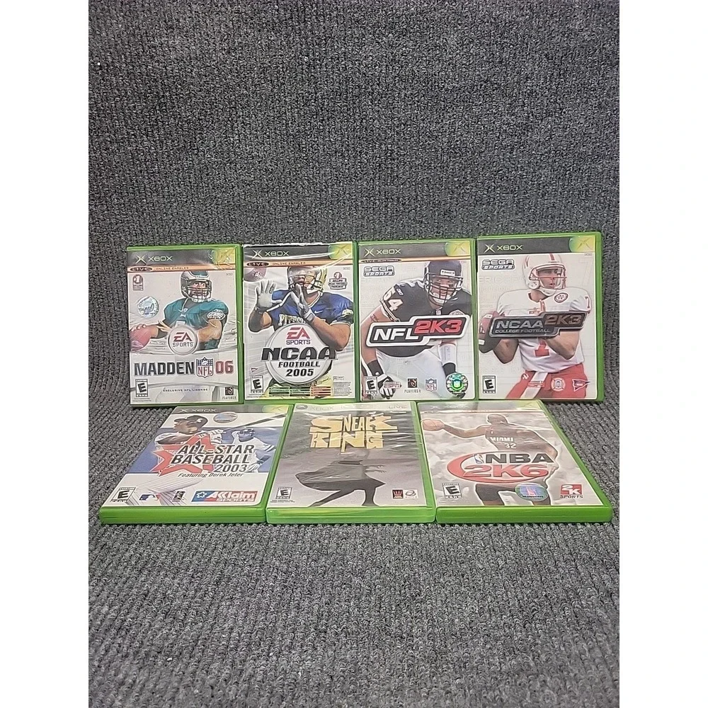 Xbox Sports Game Lot of 7 Madden NCAA NFL 2K NBA 2K Sneak King All-Star Baseball